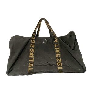 FENDI BLACK NYLON LEATHER 2 WAY‎ TRAVEL Duffle HAND BAG/1A4261